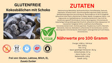 Lade das Bild in den Galerie-Viewer, 3 Stück Glutenfreie vegane Kokoskugeln mit Schokolade (ca. 150 g)

