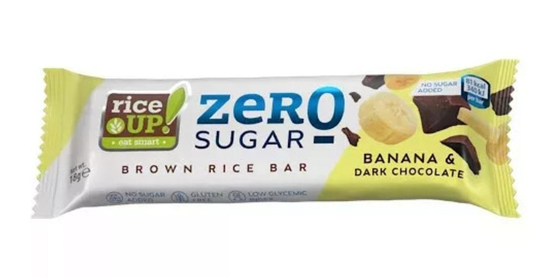 3x Rice Up ZERO Zucker Banane und Dark Schoko Riegel Glutenfrei