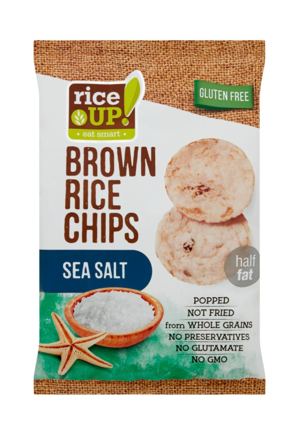 3x Rice Up Brauner Vollkorn-Reischips Meersalz Glutenfrei